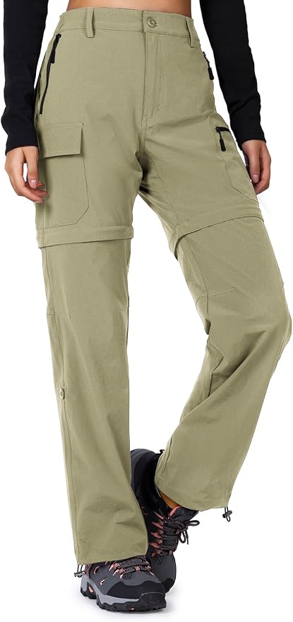 Cycorld Women's-Hiking-Pants-Convertible Quick-Dry-Stretch-Lightweight Zip-Off Outdoor Pants with 5 Deep Pockets
