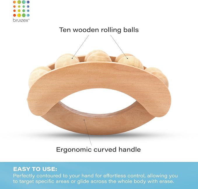 Bruizex Wood Therapy Massager | Wooden Lymphatic Drainage Roller | Maderoterapia Body Sculpting Tool for Cellulite & Post-Lipo Recovery | BBL, Tummy Tuck, 360 Lipo | Waist, Thighs, Back & Arms