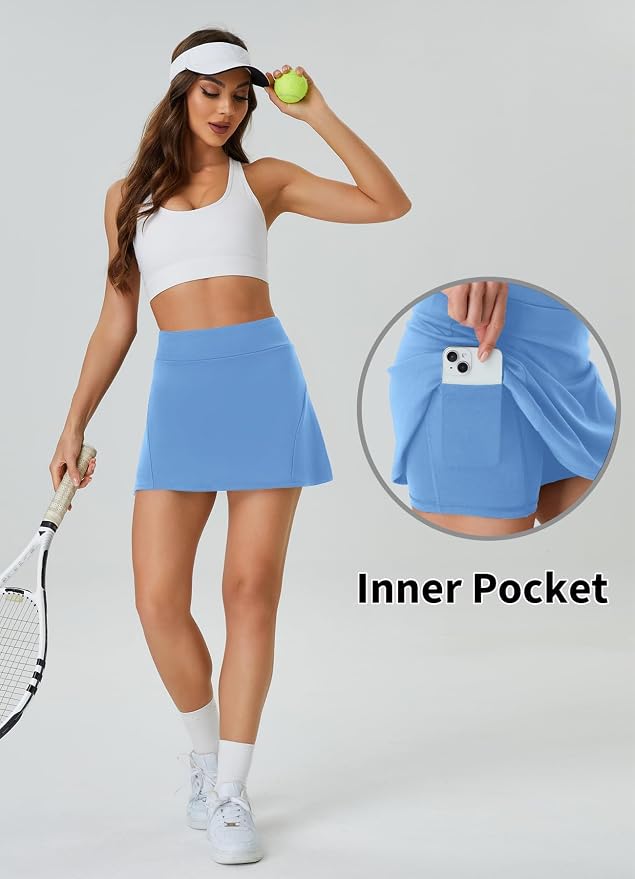 Womens Tennis Skirt Crossover High Waisted Skort with Pockets Shorts | Athletic Skirts for Golf Running Workout Pickleball, Aesthetic Activewear, Sporty Athleisure Style