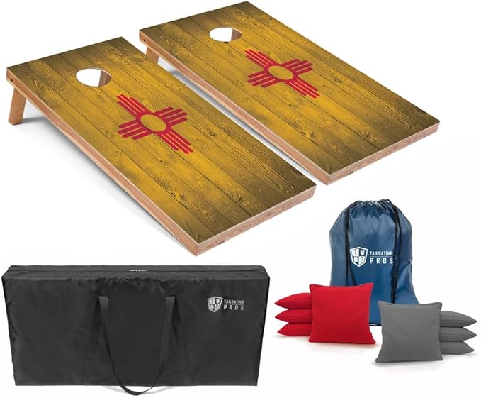 Tailgating Pros Regulation Cornhole Boards Flag Set - Includes 8 Bean Bags, Carrying Cases, and 4'x2' Corn Hole Toss Game