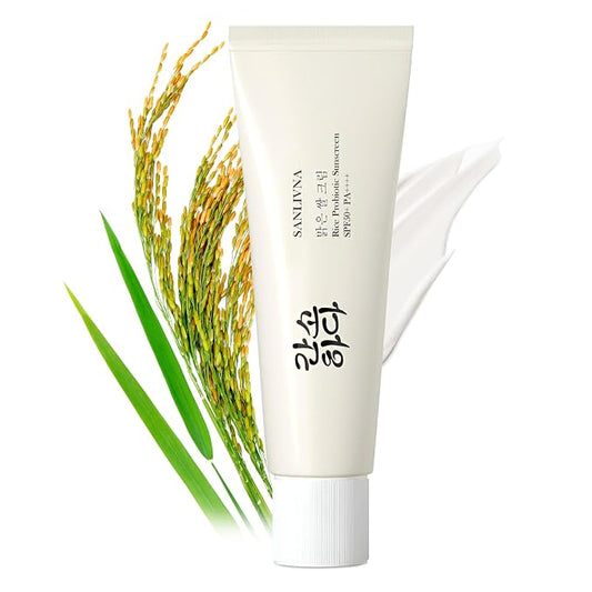 Relief Sun Organic Sunscreen SPF50+,Rice and Probiotics PA++++Korean Cream Care | Korean Skin for All Skin Types | UV Defens Nourishing Skin Protection (1, 1PCS)