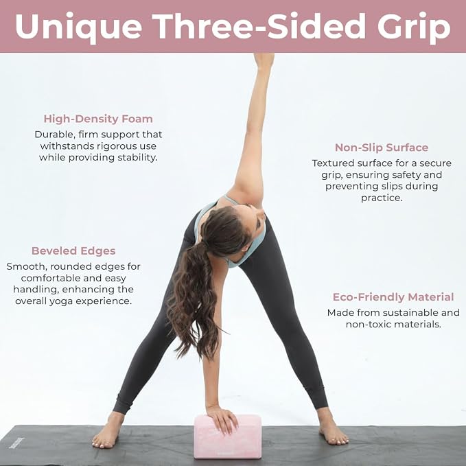 Yoga Block, EVA Foam Yoga Brick with Arc Shape & Non-Slip Grip, Lightweight Portable Yoga Block for Women Men, Ink Painting Design, Yoga Accessories for Poses, Pilates, Meditation, Balance & Stretching