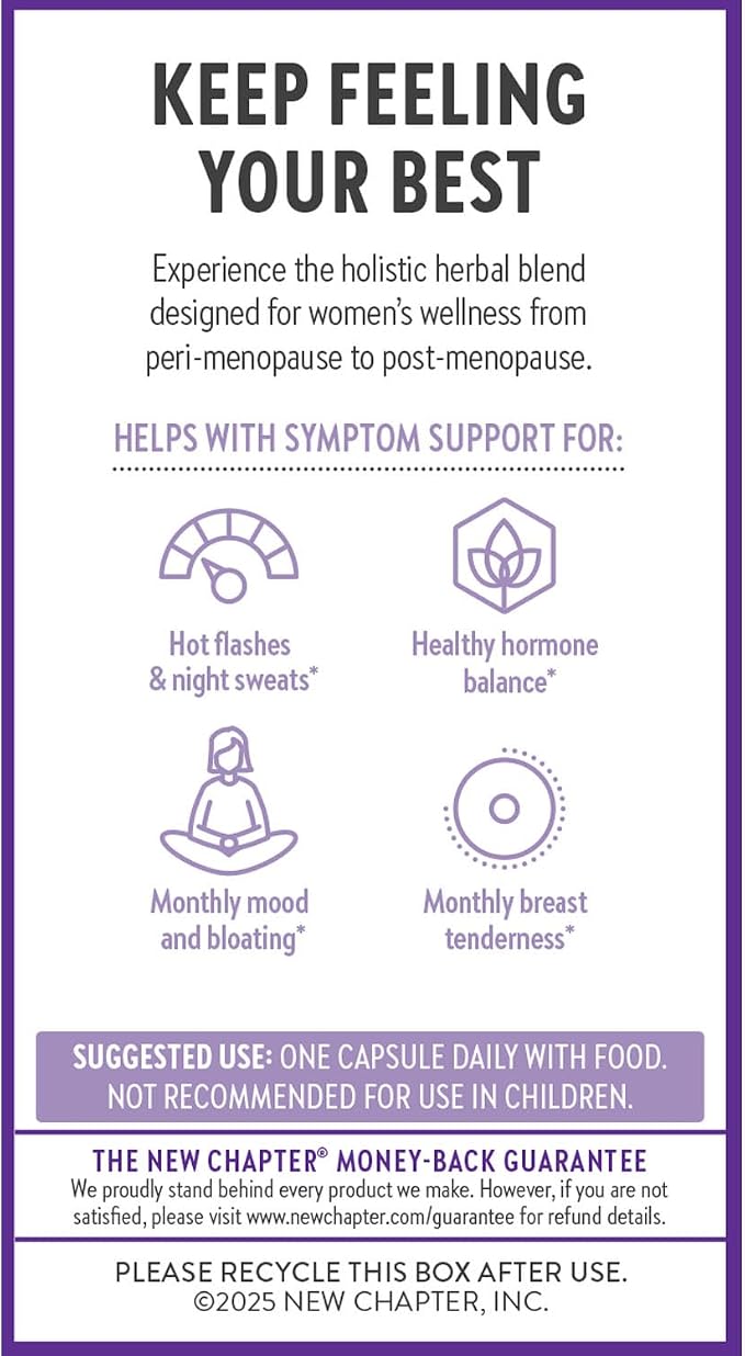 New Chapter Menopause Supplement - Estrotone Herbal Hormone Balance for Women in Perimenopause, with Black Cohosh for Hot Flash Relief & to Reduce Night Sweats + Vitex, No Added Hormones - 30 ct