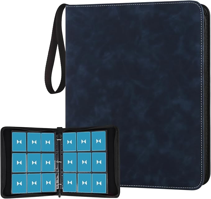 GERMUN 720 Card Binder, Premium Trading Card Binder, 9 Pocket Double Sided Pocket PU Card Collection Binder, Collector Card Album, Card Folder for MTG, TCG, Sports Cards, Game Cards (Dark Blue)