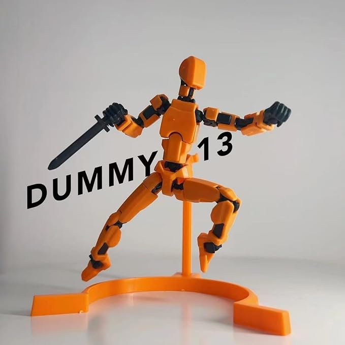 Dummy 13 Assembly Complete Action Figure,Luck 13 Multi-Jointed Articulated Model with Magnetic Base, Interchangeable Hands & Weapon Accessories for Desk Display, Titan 13, 3 Pces (Yellow-Orange-Blue)