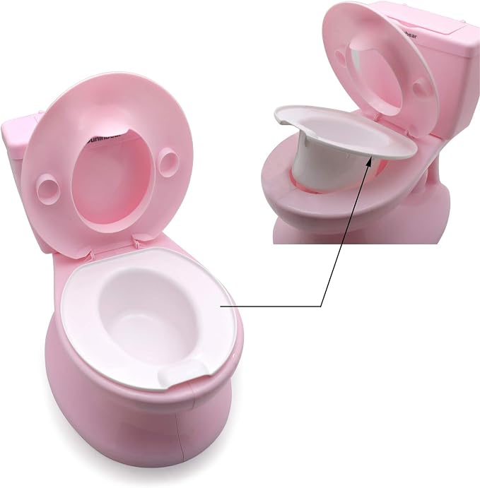 HTTMT- Classic Portable Pink Realistic Toddler Potty Training Toilet w/Flushing Sound Baby Chair Seat Kid [P/N: ET-BABY004-PINK]