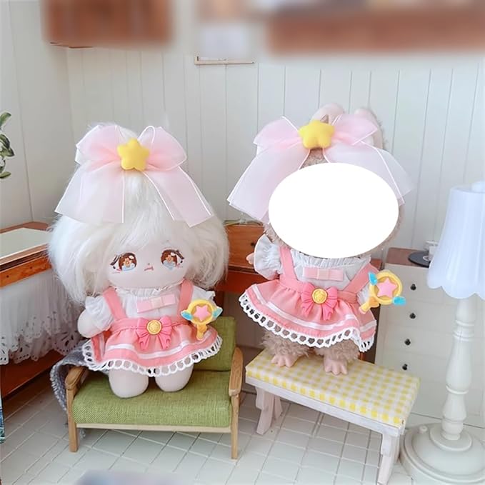 niannyyhouse 10cm-15cm Plush Doll Clothes Headdress White Shirt Suspender Skirt Accessories Doll Dressup
