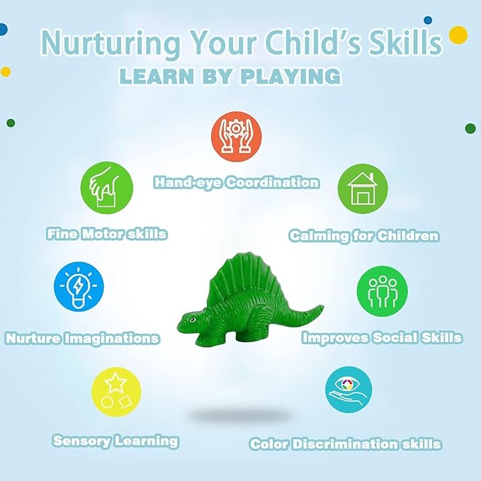 Unleash Creativity with 9 Pcs Play Dough Tools and 6 Unique Dino Molds Dough Toys Accessories Set Whit 5 Bright Color