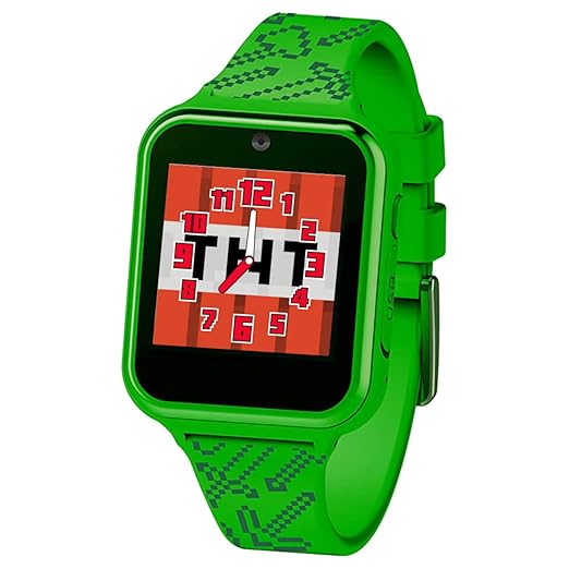 Minecraft Kids Smart Watch – Touchscreen Interactive Watch with 10 Customizable Clock Faces, Built-in Camera, Video Recorder, Alarm, Calculator, Games & Pedometer – Fits Wrists 5.5" to 8"
