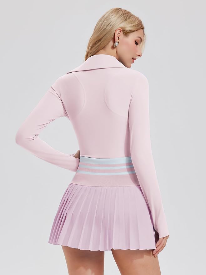 Women 2 Piece Tennis Skirt Set Polo Golf Outfits Racerback Tank Top Pleated Skort with Pockets Summer Workout Athletic Dress