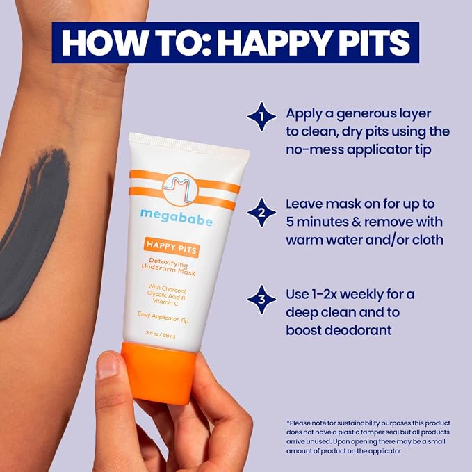 Megababe Happy Pits Underarm Mask, Detox, Odor Control, 3 fl oz