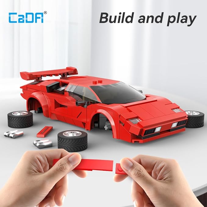 CaDA C51085W Red Shadow Sports Car Building Block Model, 1:20 Scale, 328 Precision Assembled Pieces, Programmable Original High-Performance Supercar Collectible Model