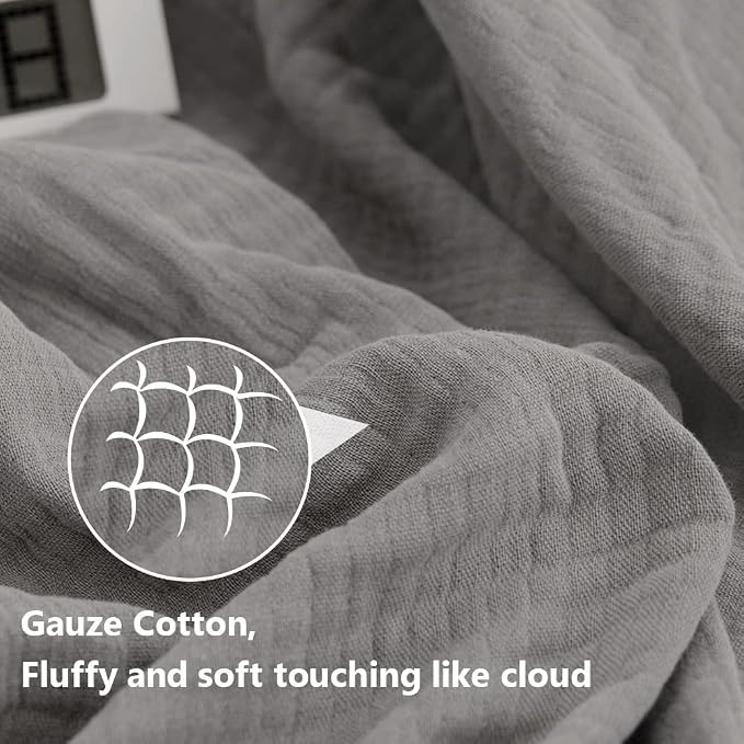 Simple&Opulence Cotton Muslin Throw Blanket for Bed, Couch, Knit Woven Gauze Blanket with Tassels, Soft Lightweight Cozy Pre-Washed Breathable Farmhouse Decoration for All-Season (Grey)