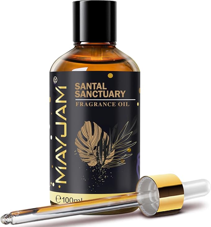 Santal Sanctuary Fragrance Oil Essential Oil, MAYJAM 3.38FL.OZ Santal Sanctuary Oil for Diffusers for Home, Long Lasting Scented Oils for Soap Candle Making - 100ML