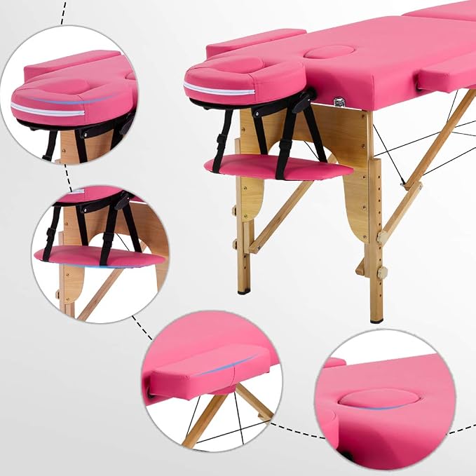 BestMassage Massage Bed Portable Massage Table 2 Folding Lash Bed Height Adjustable 24 Inch Wide Spa Table with Non-Woven Bag for Spa Footmassage Facial CareSpa Tattoo