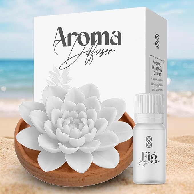 HOME ARCHIVE Aroma Diffuser with Aromatherapy Fragrant Oil Diffusers for Home Room Decor Fig Fragrance (Peony Flower (White))