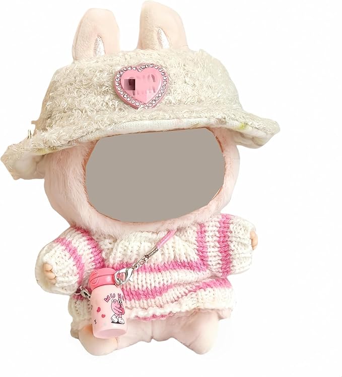 Doll Clothes Set with Hat, Skirt and Bottle for 17cm Dolls (Doll Not Included)