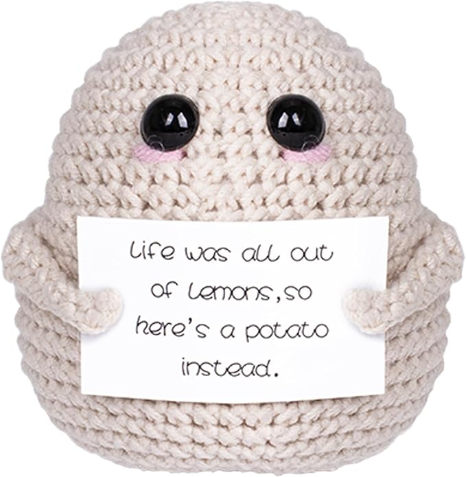 Funny Gifts for Birthday - Crochet Potato Funny Emotional Crocheted Support Potato with Positive Gift Cards Suitable for Birthday Gag Gift