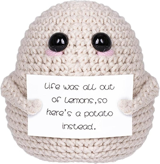 Funny Gifts for Birthday - Crochet Potato Funny Emotional Crocheted Support Potato with Positive Gift Cards Suitable for Birthday Gag Gift