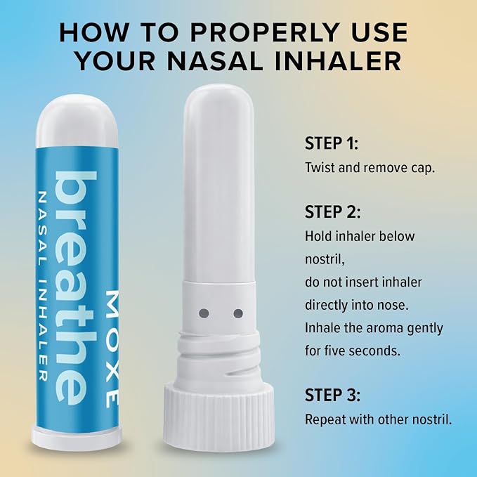 MOXE Breathe | Himalayan Salt Inhaler | Help Clear Congestion, Boost Focus and Improve Breathing | Natural Aromatherapy | Peppermint, Lavender and Tee Tree Essential Oil (3 Pack)