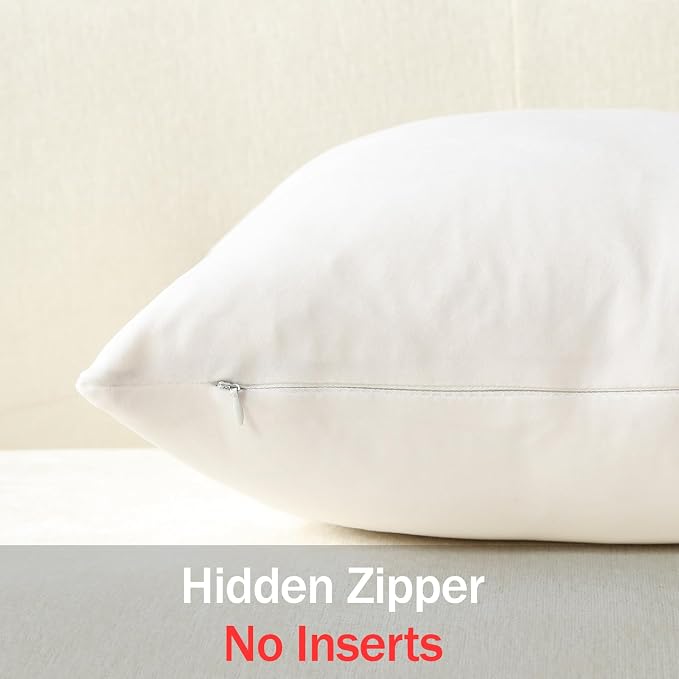 Euro Sham Covers 26x26 Pure White: Pack of 2 Cozy Soft Velvet Square Modern Luxury Decorative Throw Pillow Cases for Sofa Couch Living Room Bed Home Decor