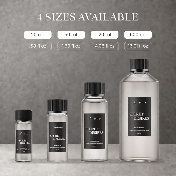 Scentiment Secret Desires Diffuser Oil - Premium Hotel Scent with Notes of Peony, Pomegranate & White Woods Home Scent, Hotel Fragrance Oil Diffuser Refill - 4.06 fl oz (120 mL)