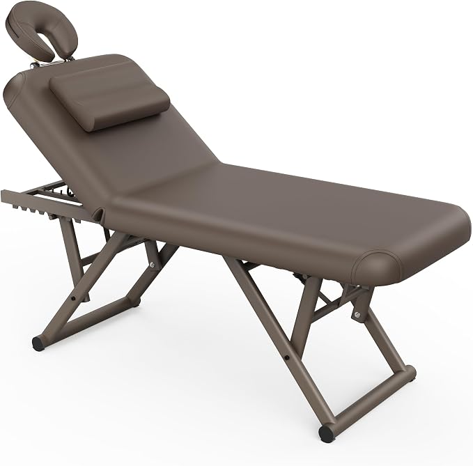 Olela Heavy Duty Stationary Massage Table - Adjustable Massage Table with Adjustable Height & Backrest, Treatment Tables with PU Leather, C-Shaped Pillow and Sturdy Metal Frame Support Up to 1000LBS