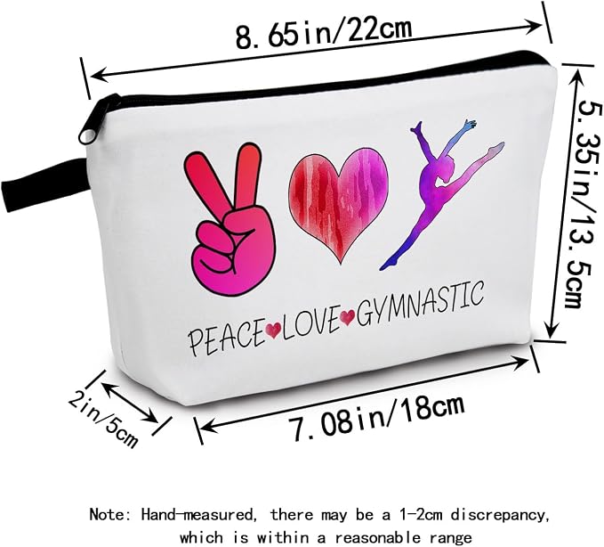 Gymnastics Stuff Gymnastic Makeup Bag Gymnasts Inspirational Gifts Gymnastic Coach Gifts for Women Sports Lovers Birthday Christmas Gifts for Her Peace love Gymnastic Cosmetic Bag