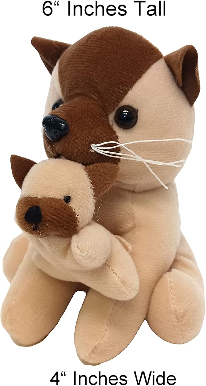 Plush Dogs and Cats Holding Their Babies (6 Cats Holding Kittens)
