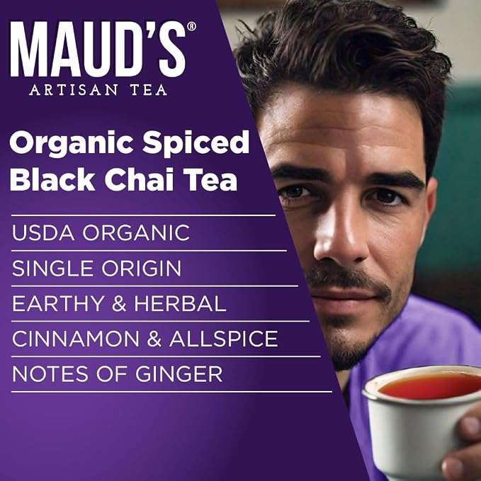Maud's Organic Chai Tea Pods, 80 ct, Single Serve Tea Pods – 100% Gourmet Blended Tea Leaves, Compatible with Keurig K Cups Maker