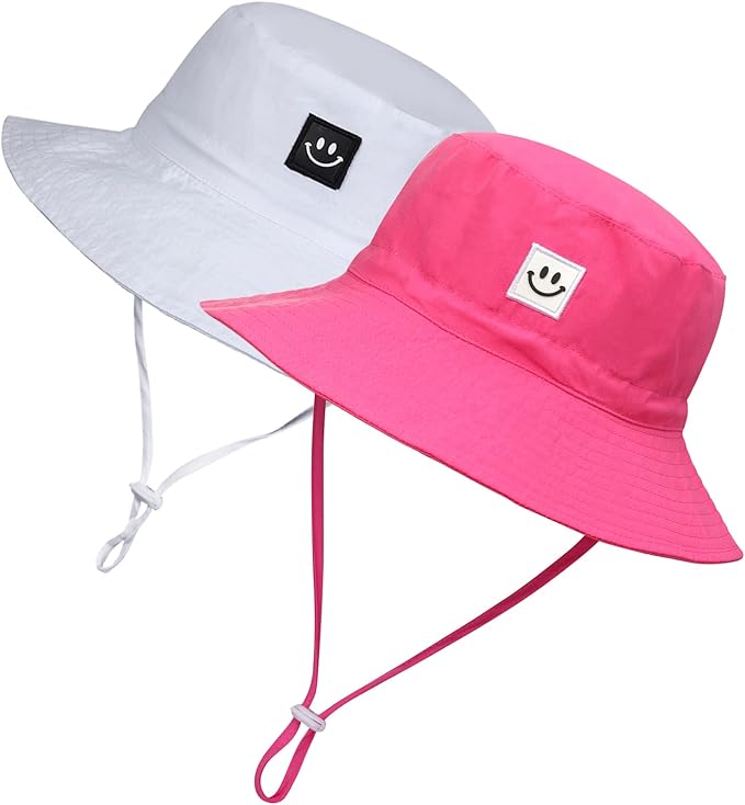 MaxNova Baby Sun Hat Smile Face UPF 50+ Toddler Bucket Hat for Boys Girls 0-7 Years