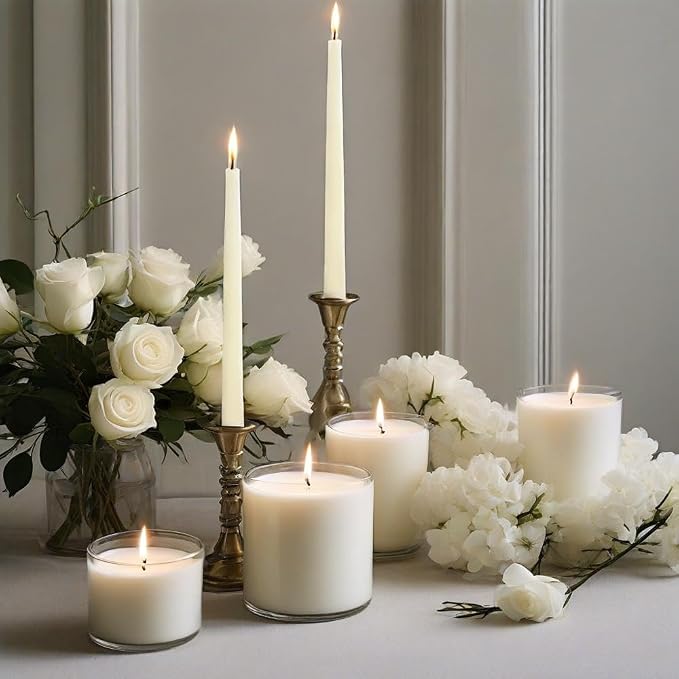 Ivory Taper Candles 4 Pack Vanilla Cream Scented Candles 10 inch Long Candlesticks for Wedding Festiva Dinner Holiday Decor