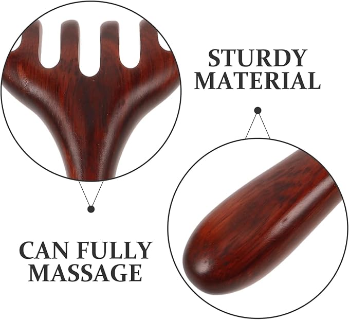 2 Pcs Wooden Deer Horn Massage Comb 6 Claws,Taichi Massage Tools | Meridian-Dredging Rake Foot Acupoint Massager Perfect for Head, Back, Legs, and feet. Ideal as a Father's Day or Mother's Day Gift