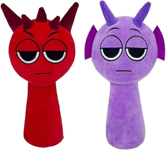 Sprunky Plush Toys Sprunky Wenda and Gray Plushies Sprunky Plushes Soft and Funs Stuffed Toys Dolls for Fans and Friends Birthday for Girls Boys (red+Purple)