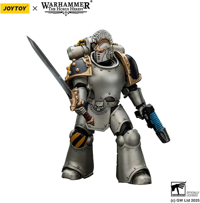 JOYTOY Warhammer The Horus Heresy lron Warriors Command Squad Chosen with Legion Standard 1:18 Scale Action Figure Mecha Joy Toy Collection Model 4.8 inch