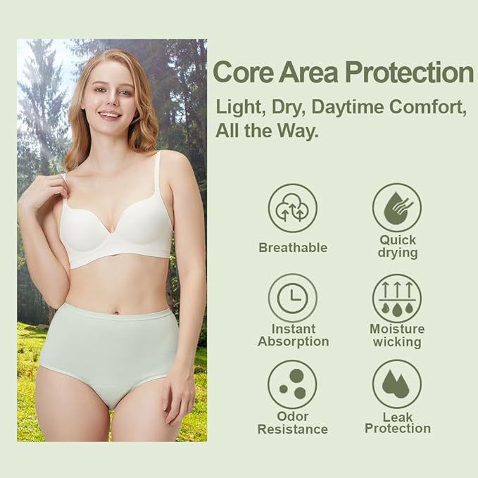BATTEWA Incontinence Underwear for Women Washable, Leak Proof Underwear High Waist Cotton,Bladder Leakage 50ML (5Black, 6X-Large, 5 Pack)
