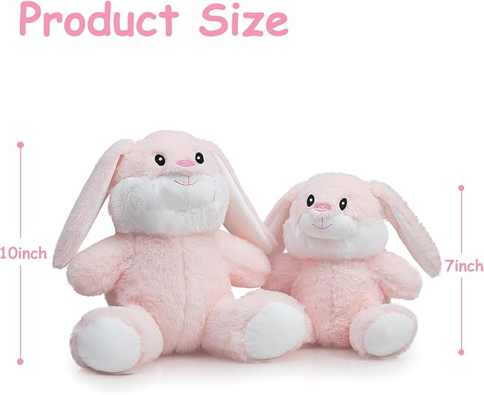 HollyHOME Bunny Stuffed Animal, Easter Bunny Plush Toys, Soft and Cuddly Stuffed Rabbit Easter Gift for Kids Baby Girls 10inch Pink