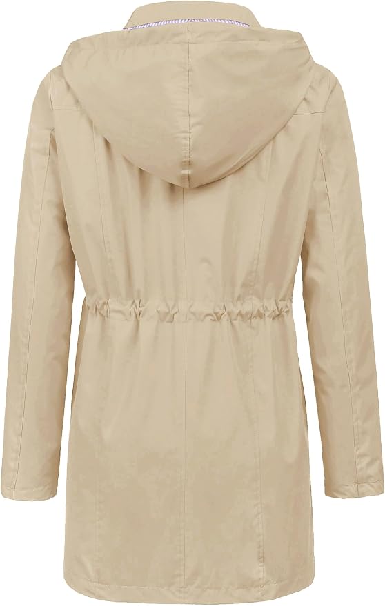 LOMON Raincoat Women Waterproof Long Hooded Trench Coats Lined Windbreaker Travel Jacket S-XXL