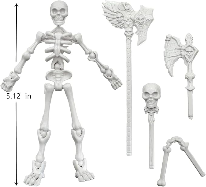 T13 Skeleton Action Figure, Movable Articulated Human Skeleton, 5.12-in Action Figure Wearing Multiple Sets of Weapons, Can Be Painted, Suitable for Collectors As Desktop Decorations (1pcs)