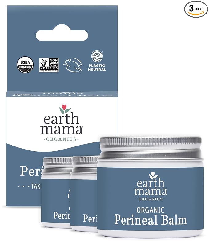 Earth Mama Organic Perineal Balm | Naturally Cooling Herbal Salve for Pregnancy and Postpartum Relief with Witch Hazel & Calendula, Feminine Care Essentials, No Benzocaine or Butane, 2-Oz (3-Pack)