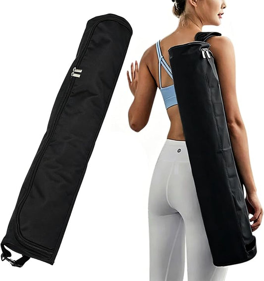 Yoga Mat Bag, Full Zip Exercise Yoga Mat Carrier Bag with Adjustable Strap, Waterproof Yoga Mat Carry Bag Strap for Most Yoga Mats to Gym Class Beach Park Travel for Women & Men (Black)