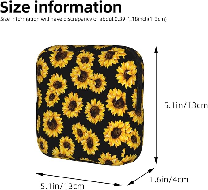 Beautiful Sunflower Fall Flower Period Bag For Women,Portable Sanitary Napkin Period Pad Pouch For Purse, Small Make Up Bags