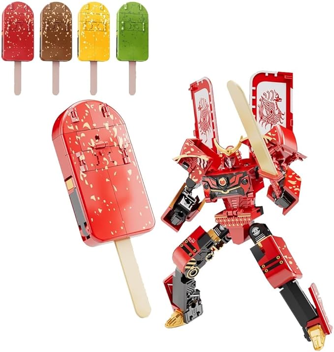 Ice Cream Transformer Toy, Transform into Robot Action Figure, 2 in 1diy Creative Transformations, Early Educational Brain Blocks,Birthday Party Favors Gift for Kids & Adults Action Figures