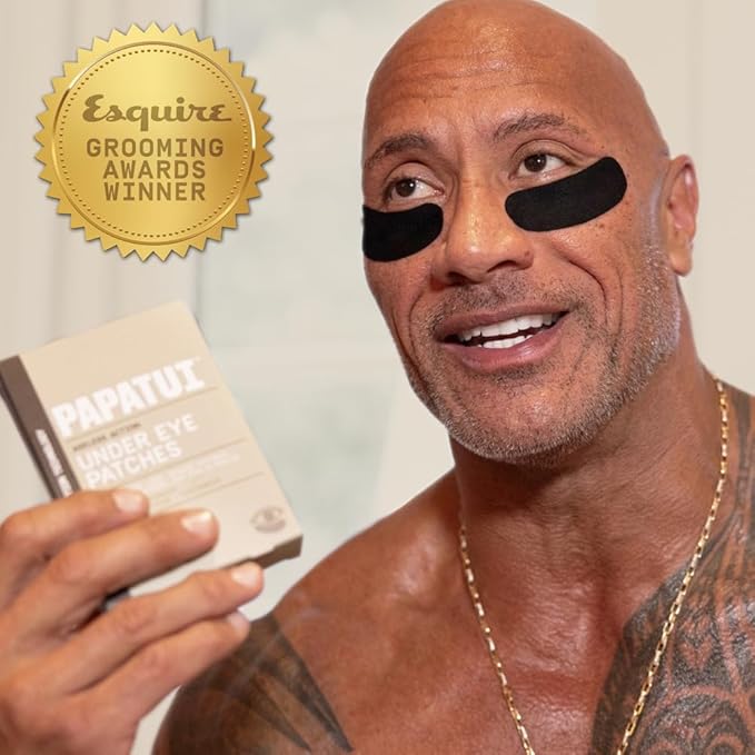 PAPATUI by Dwayne Johnson Fast-Acting Under Eye Patches for Men | Ageless Action to Reduce Puffiness, Dark Circles and Fine Lines | Made with Niacinamide, Hyaluronic Acid, Caffeine | 6ct