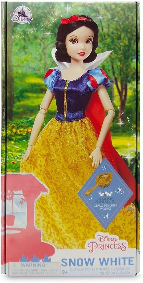 Disney Store Girl's Princess Classic Doll (Snow White), 11 Inches, Includes Brush with Molded Details, Fully Posable Toy in Classic Outfit - Disney Princess Toys
