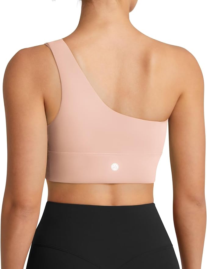 Queenie Ke Womens One Shoulder Sports Bra Left Side Strap Yoga Bras Gym Training Workout Crop Tops