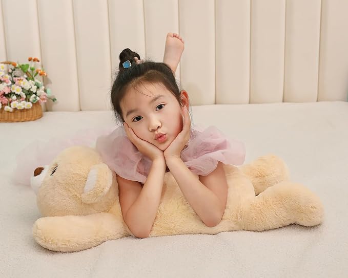 XMV 26 inch 5 lbs Bear Weighted Stuffed Animals, Large Weighted Plush Animal, Cute Plush Toy Pillow, Soft Bear Plushie Gifts for Adults, Kids, Boys and Girls(Light Brown)