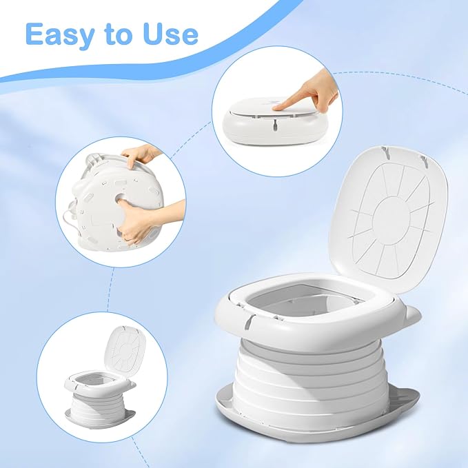Travel Potty for Toddlers, Portable Potty Chair with 1 Roll Premium Waste Bags - Kids Toilet for Car, Camping, Indoor Outdoor - Easy Clean Training Seat (White-Gray) by Yszawmx