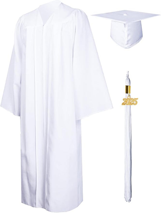 GraduationMall Matte Graduation Gown Cap Tassel Set 2025 for High School and Bachelor