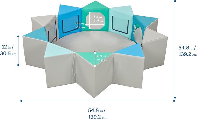 ECR4Kids SoftZone Wall of Mirrors Activity Center and Play Mat, Sensory Toy, Contemporary, 3-Piece